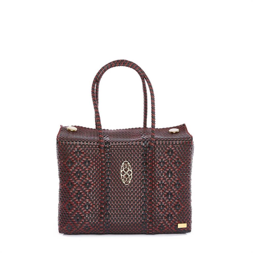 NEW LOLA'S BAG women's signature aztec travel case bag in burgundy/black